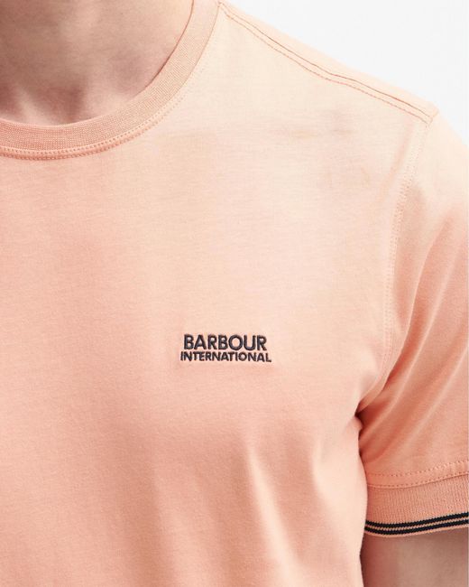 Barbour Pink Philip Tipped Cuff Tailored T-Shirt for men