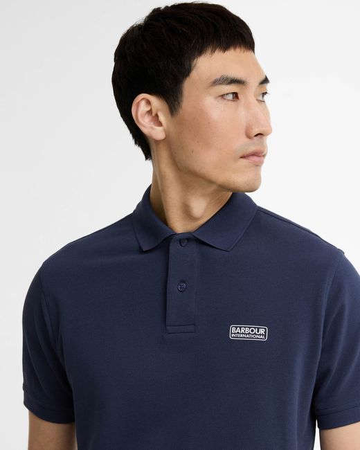 Barbour Blue Essential Short Sleeve Polo for men