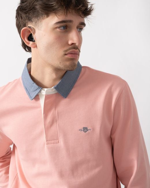 Gant Pink Regular Fit Chambray Heavy Rugger for men