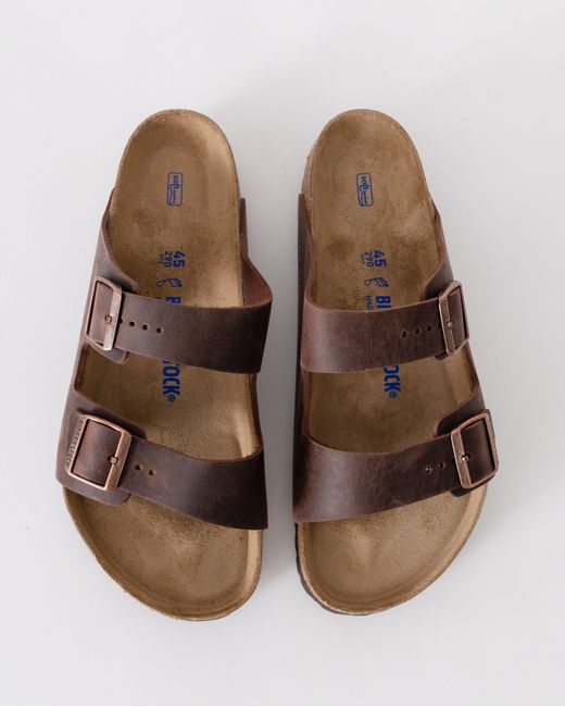 Birkenstock Brown Arizona Soft Footbed Oiled Leather Sandals for men