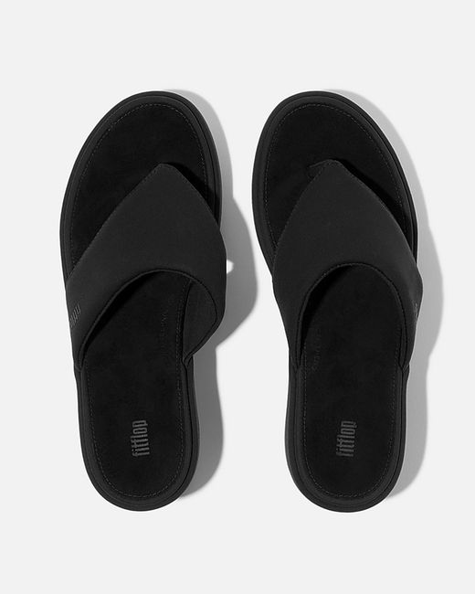 Fitflop Black Platfforms Wedge Toe-Post Sandals