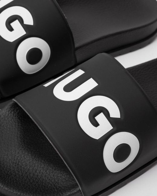 HUGO Black Match Slides With Logo Strap Nos for men