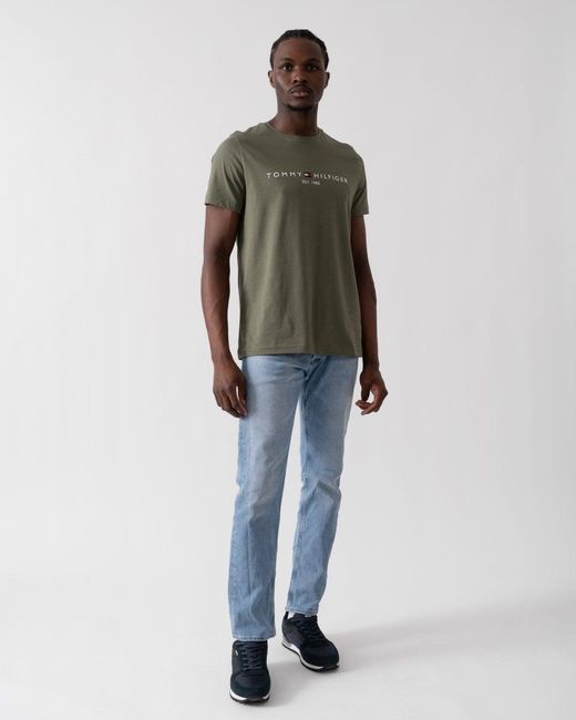 Tommy Hilfiger Green Tommy Logo Basic T-Shirt for men
