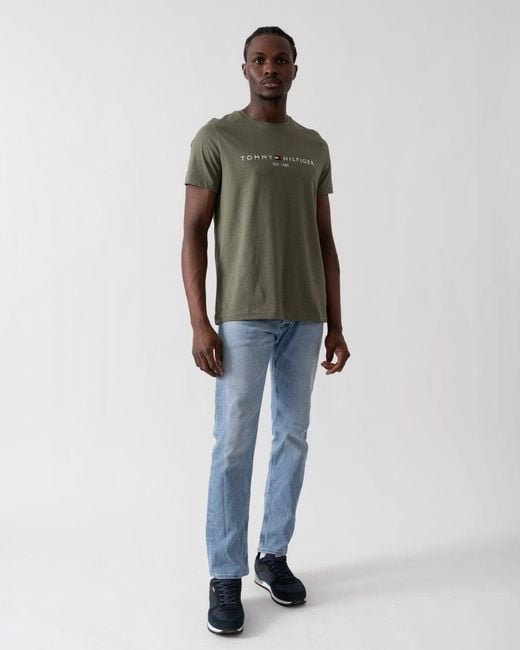 Tommy Hilfiger Green Tommy Logo Basic T-Shirt for men