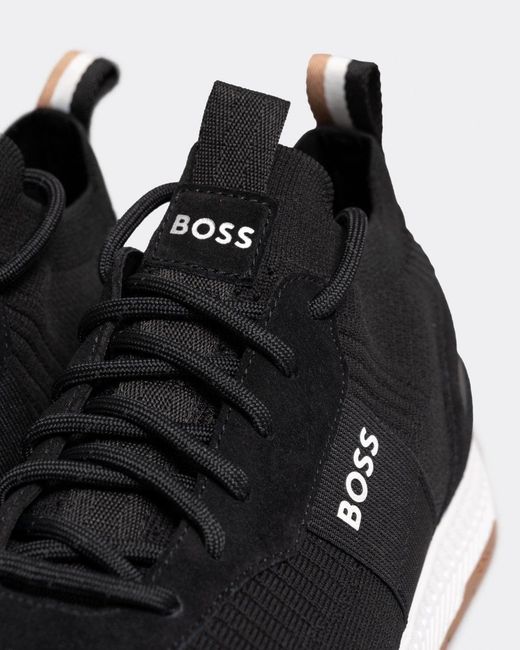Boss Black Titanium_Runn Structured-Knit Sock Trainers With Branding Nos for men