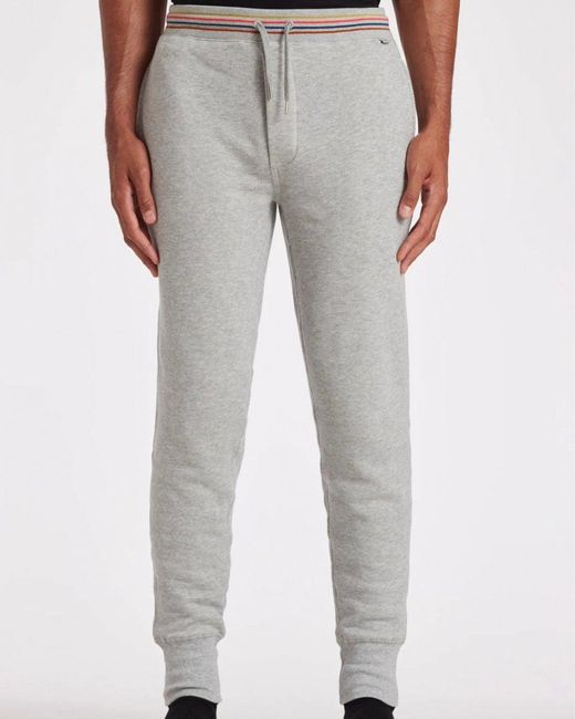 Paul Smith Gray Cotton Jersey Lounge Pants With Artist Stripe Waistband for men