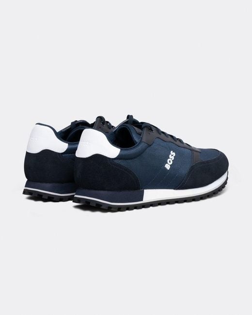 Boss Blue Parkour L Running Style Trainers In Mixed Materials With Logo Details Nos for men