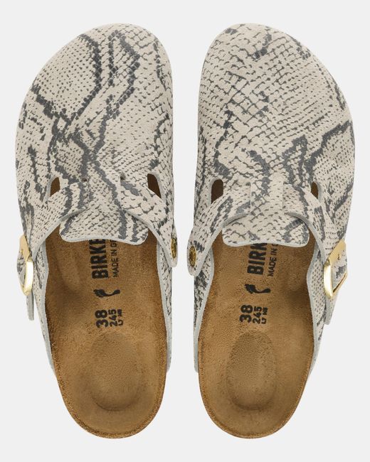 Birkenstock White Boston Rivet Logo Clogs