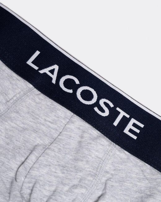 Lacoste Gray Pack Of 3 Casual Cotton Stretch Boxer Trunks for men
