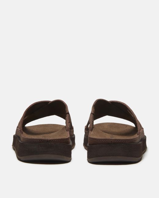 Timberland Brown Casco Cove Cross Strap Full Grain Leather Sandals for men