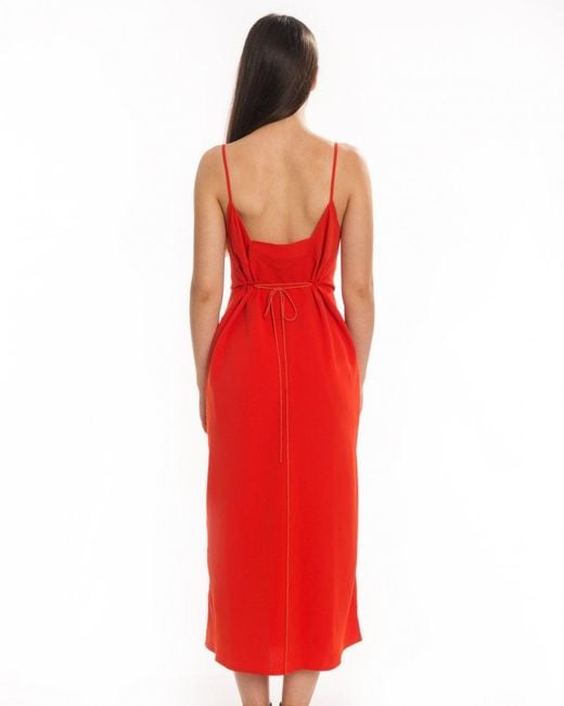 Calvin Klein Red Smooth Twill Cami Ns Dress