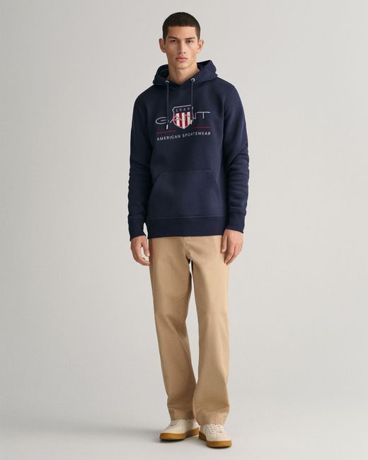 Gant Blue Regular Fit Archive Shield Pullover Hoodie for men