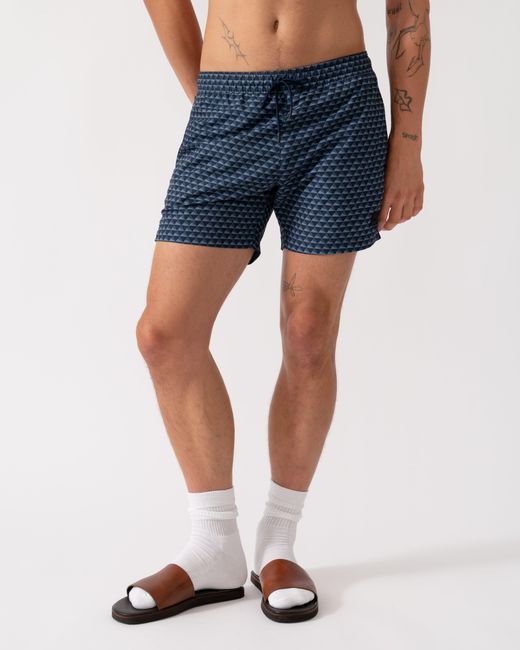 Boss Blue Vibe Logo-Label Swim Shorts With Seasonal Pattern for men
