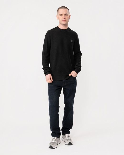 Boss Black Anion Cotton-cashmere Regular-fit Sweater With Logo Patch for men