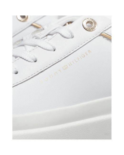 Tommy Hilfiger Lux Metallic Cupsole Trainers in White | Lyst