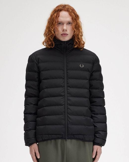 Fred Perry Black Hooded Padded Jacket for men
