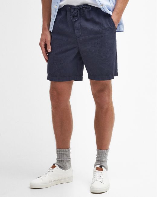 Barbour Blue Melbury Seersucker Shorts for men