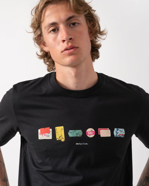 Paul Smith Black Ps "In A Row" Graphic T-Shirt for men