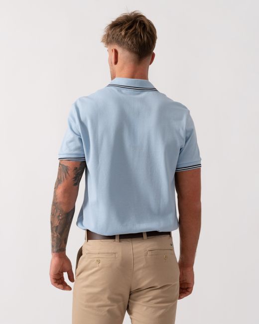 Lacoste Blue Contrast Collar Pique Regular Fit Polo Shirt for men