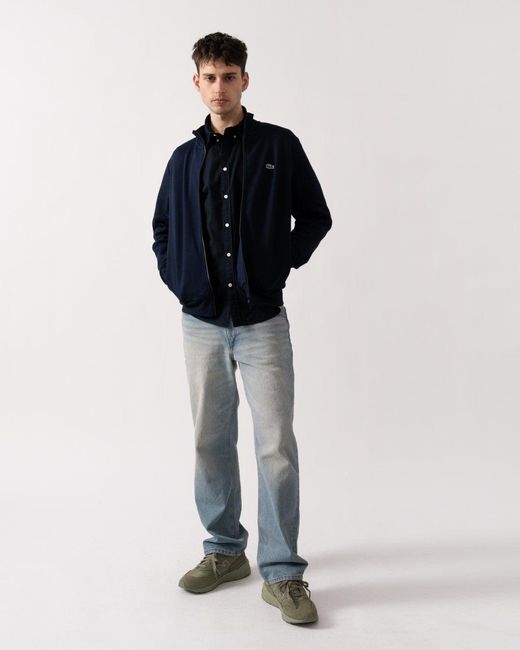 Lacoste Blue Regular Fit Brushed Fleece Zippered Sweatshirt for men