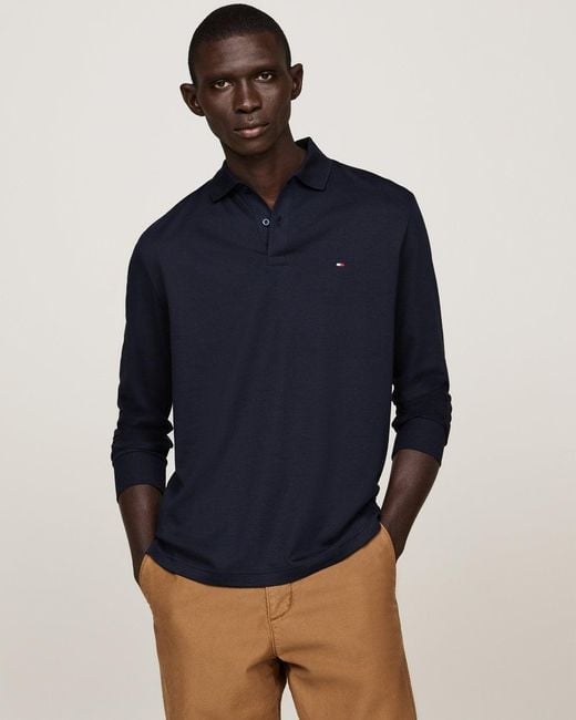 Tommy Hilfiger Liquid Cotton Long Sleeve Polo Size L in Blue for Men Lyst UK