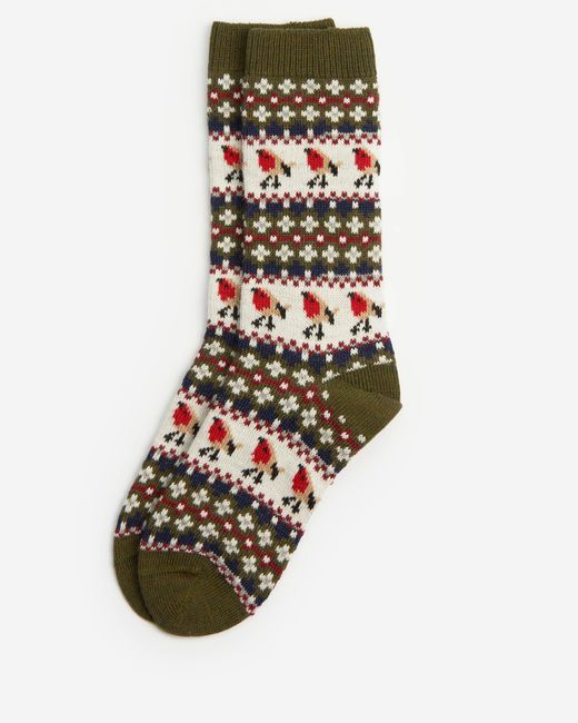 Barbour White Robin Fair Isle Socks