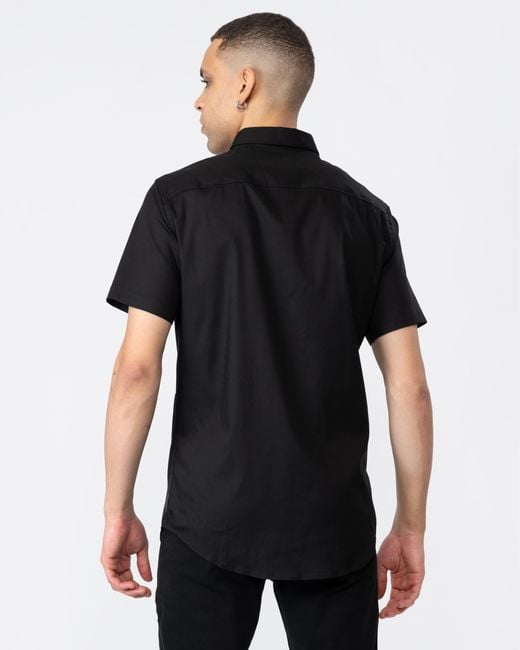 Armani Exchange Black Short Sleeve Bi-stretch Shirt for men