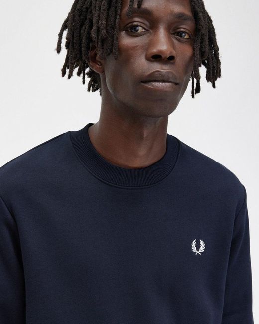 Fred Perry Blue Crew Neck Sweatshirt for men