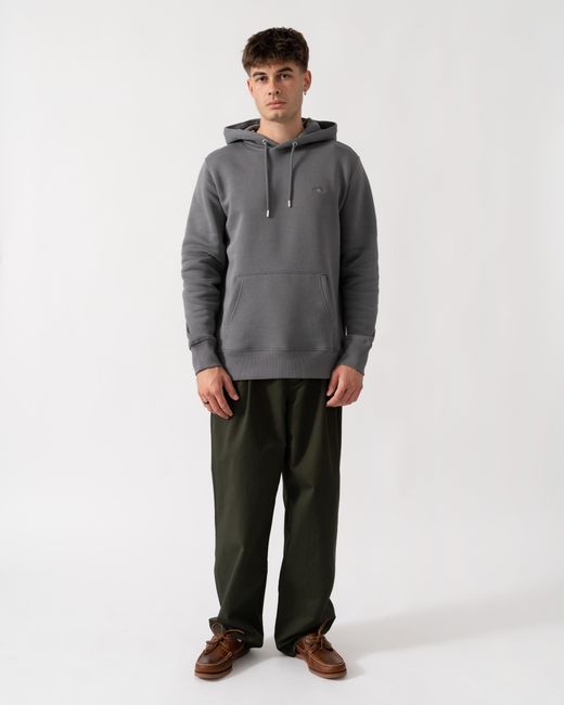 Gant Gray Regular Fit Shield Logo Pullover Hoodie for men