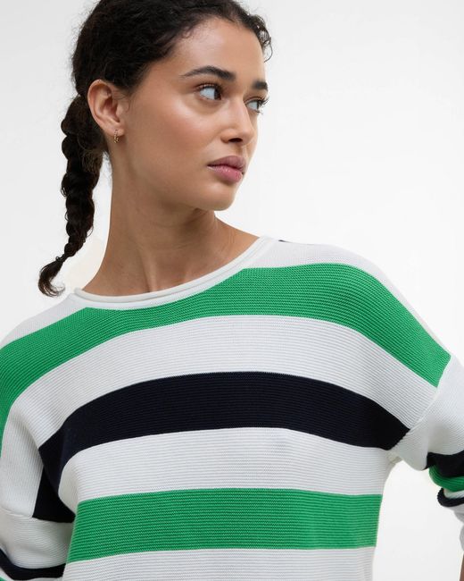 Barbour Green Marine Stripe Knitted Jumper