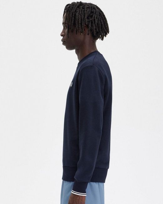Fred Perry Blue Crew Neck Sweatshirt for men