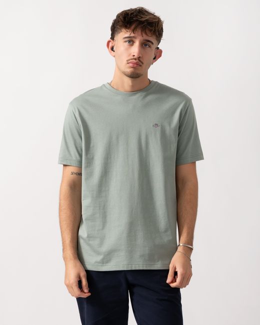 Gant Gray Regular Fit Short Sleeve Shield Logo T-Shirt for men