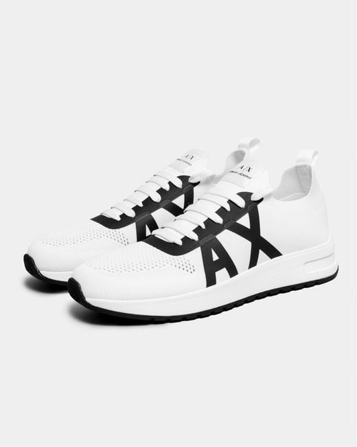 Armani Exchange White Ax Logo Perforated Trainers for men