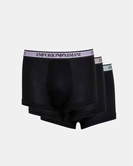 Emporio Armani Black 3-pack Core Logoband Trunks for men