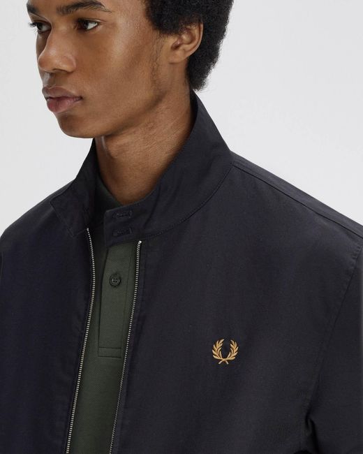 Fred Perry Blue Twill Harrington Jacket for men