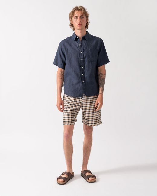 COLORFUL STANDARD Blue Short Sleeve Linen Shirt for men