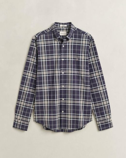 Gant Blue Regular Fit Poplin Check Shirt for men