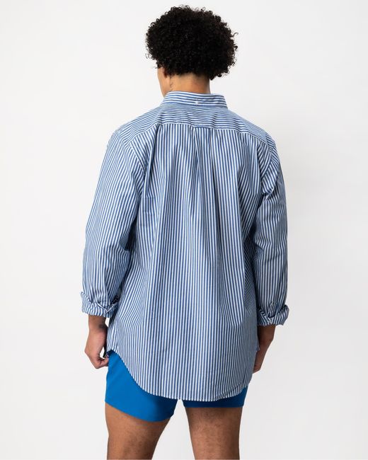 Gant Blue Regular Fit Long Sleeve Poplin Stripe Shirt for men