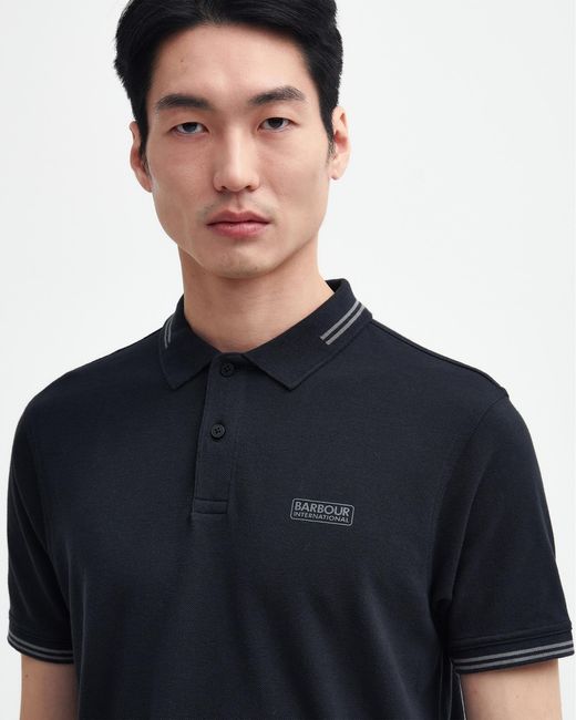 Barbour Black Essential Tipped Tailored Polo for men
