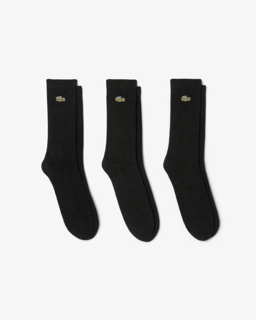 Lacoste Black 3 Pack Sport High Cut Socks for men