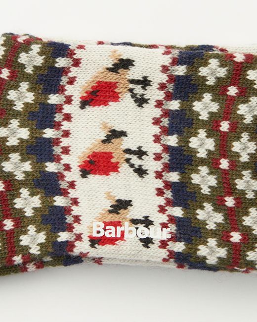 Barbour White Robin Fair Isle Socks