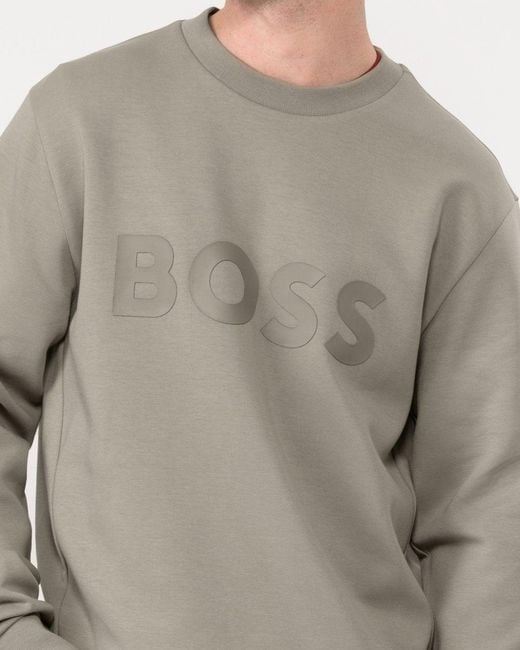 Boss Gray Salbo Crew Neck Sweatshirt for men