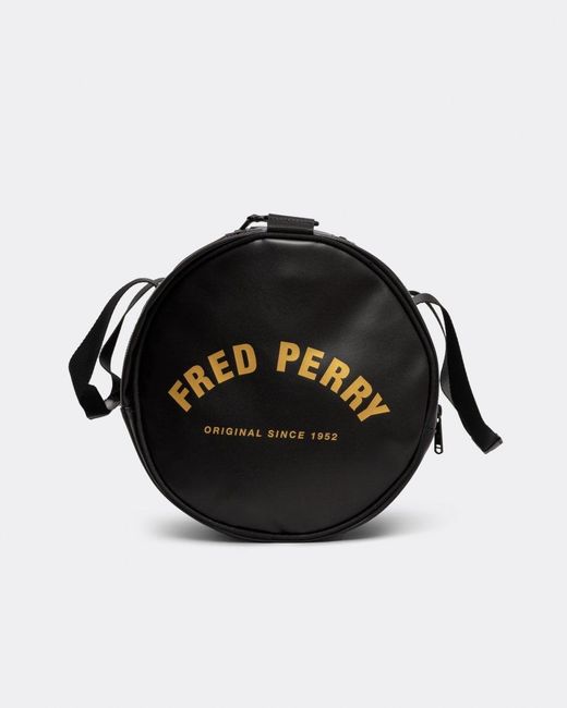 Fred Perry Black Tonal Barrel Bag for men