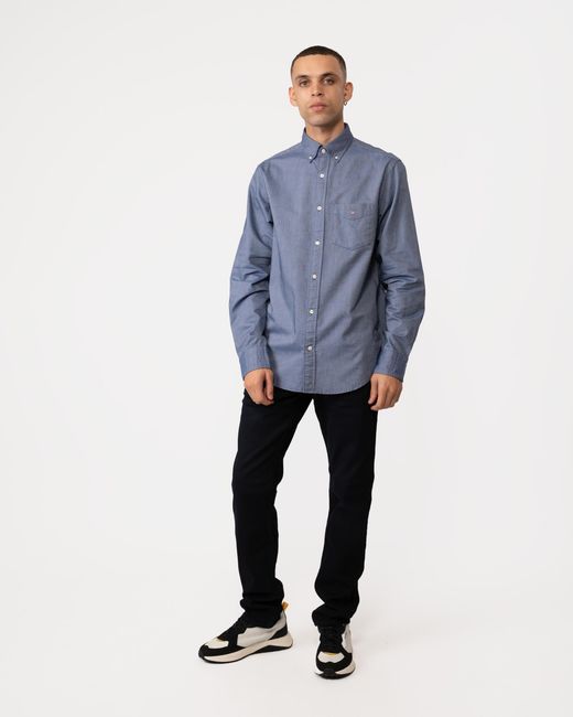 Gant Blue Regular Fit Long Sleeve Oxford Shirt for men