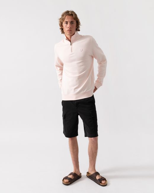 Lyle & Scott Natural Superfine Quarter Zip Sweatshirt for men