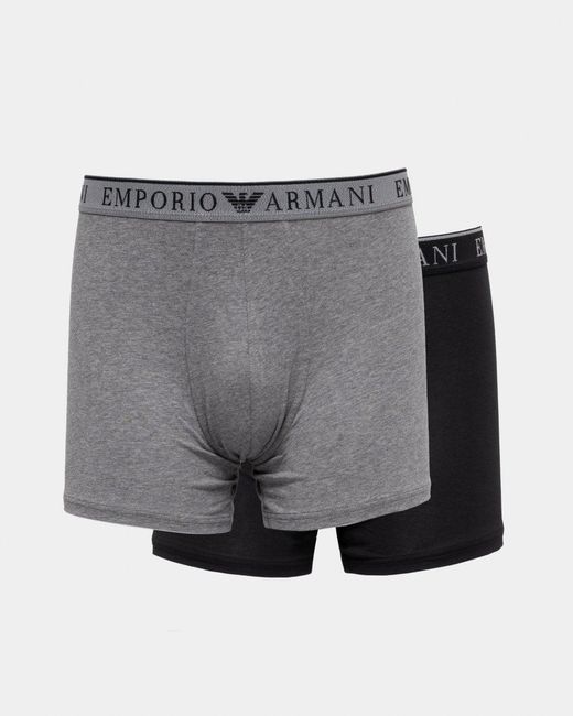 Emporio Armani Black 2-pack Logo Tape Midwaist Boxers for men
