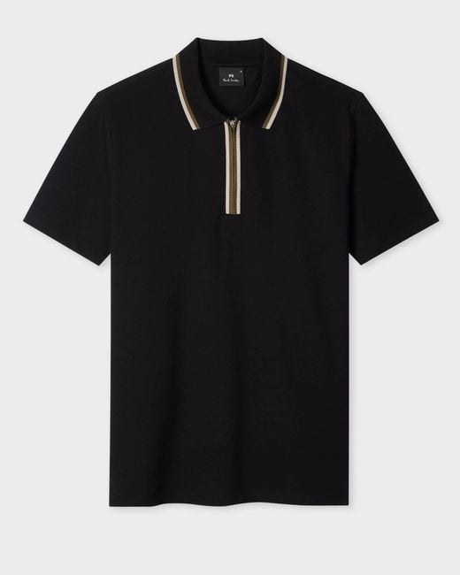 Paul Smith Black Ps Regular Fit Zip Polo Shirt for men