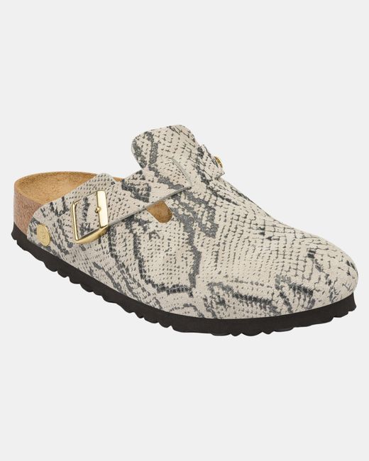Birkenstock White Boston Rivet Logo Clogs