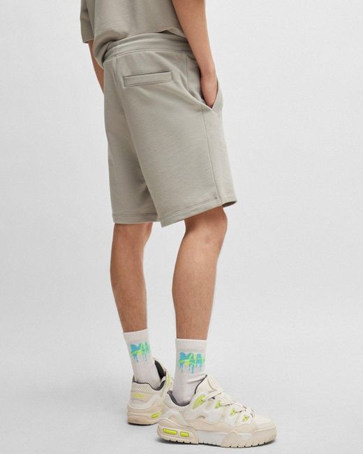 HUGO Green Diz222 Cotton Terry Shorts With Logo Label for men