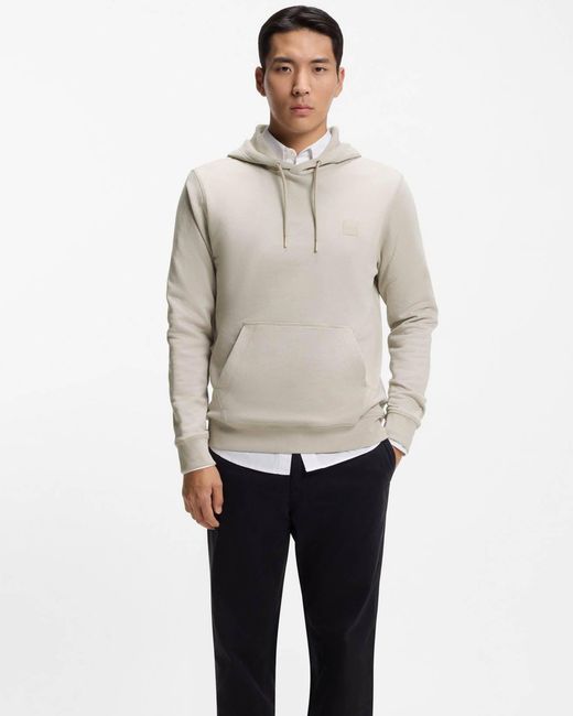 Boss Natural Wetalk Pullover Hoodie With Logo Patch for men
